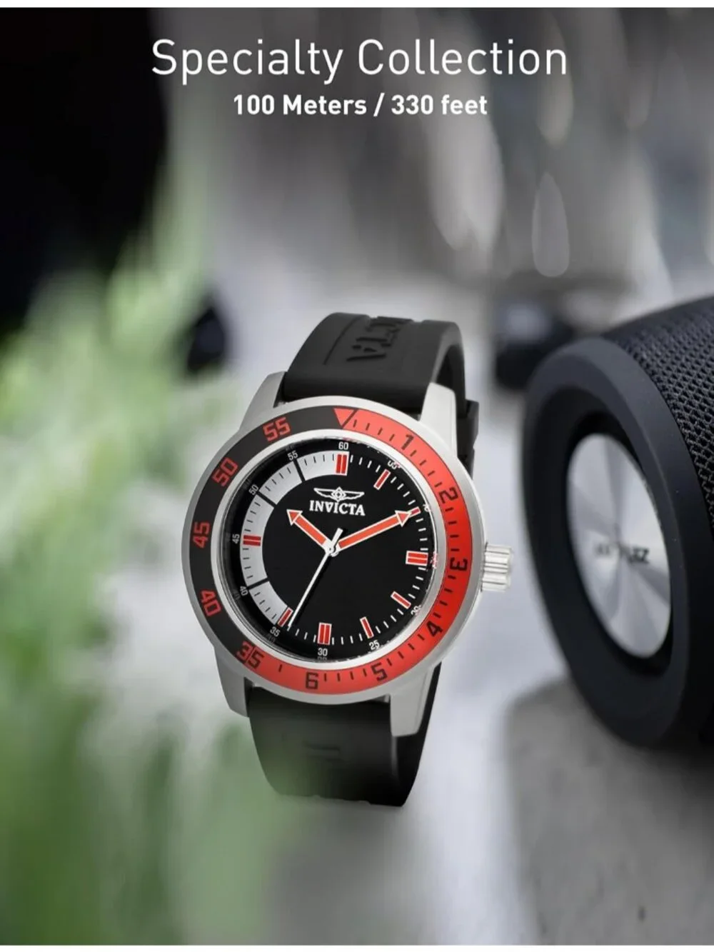 Men's Black Red Analog Quartz Fashion Solid Specialty Silicone Round Wrist Watch